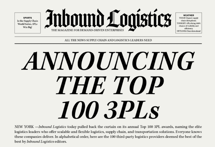 2026 Inbound Logistics Top 100 3PLs